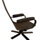 Vintage Scandinavian armchair in curved wood and leather
