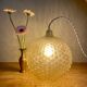 XXL vintage bubbled amber glass globe pendant light