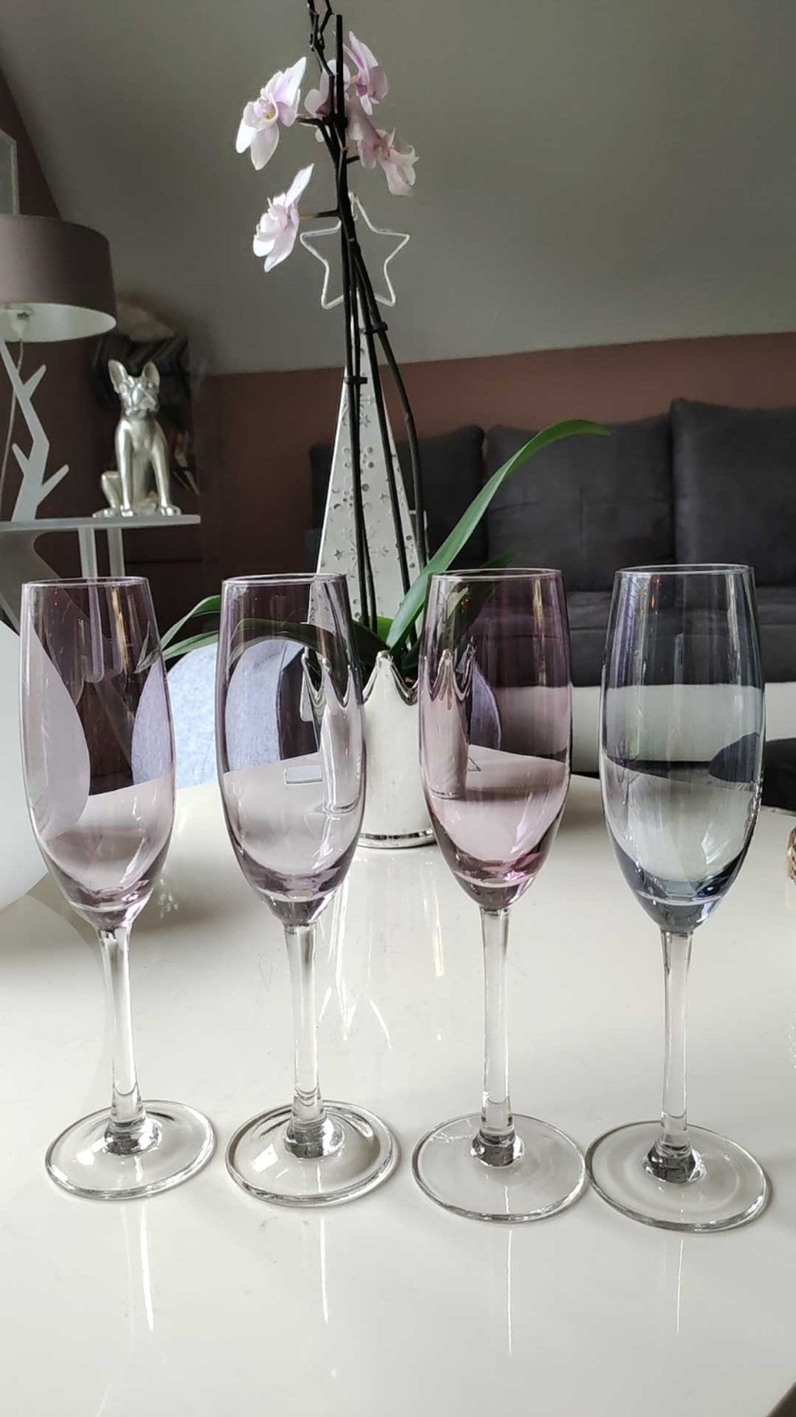 Lot 4 multicolored champagne flutes