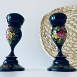 Pair of wooden Ukrainian candlesticks