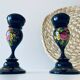 Paire de bougeoirs Ukrainiens en bois