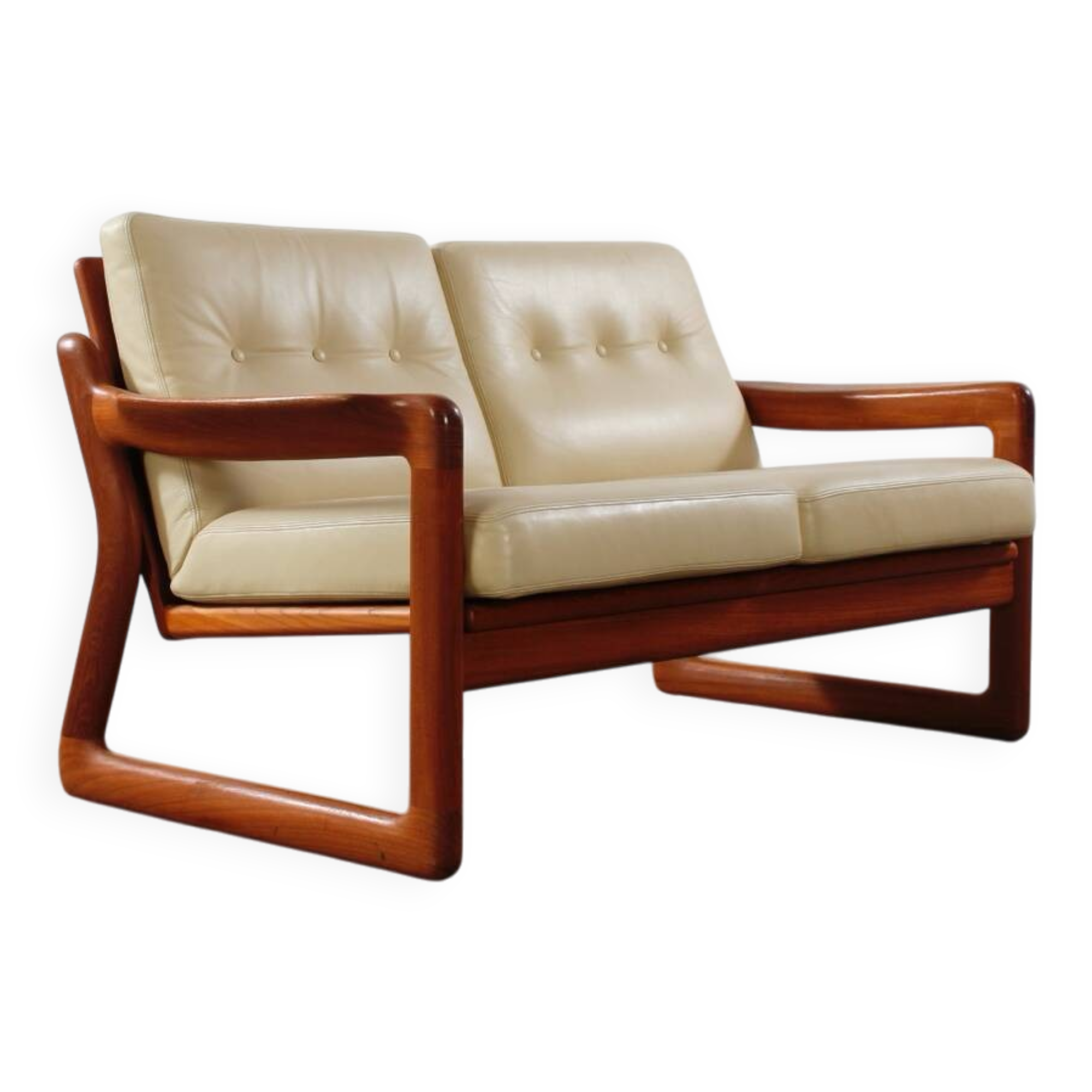 Canapé vintage 2 places Holstebro en teck, design danois du milieu du siècle