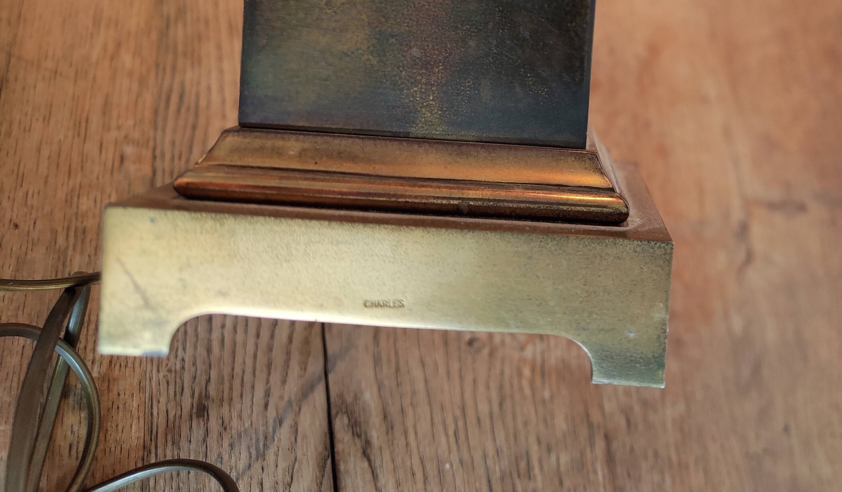 Charles brass and bronze lamp circa 1970