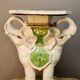 "Elephants" design chess table, enamelled, hand-painted.