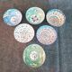 Set of 6 antique enameled copper bowls with Persian decoration