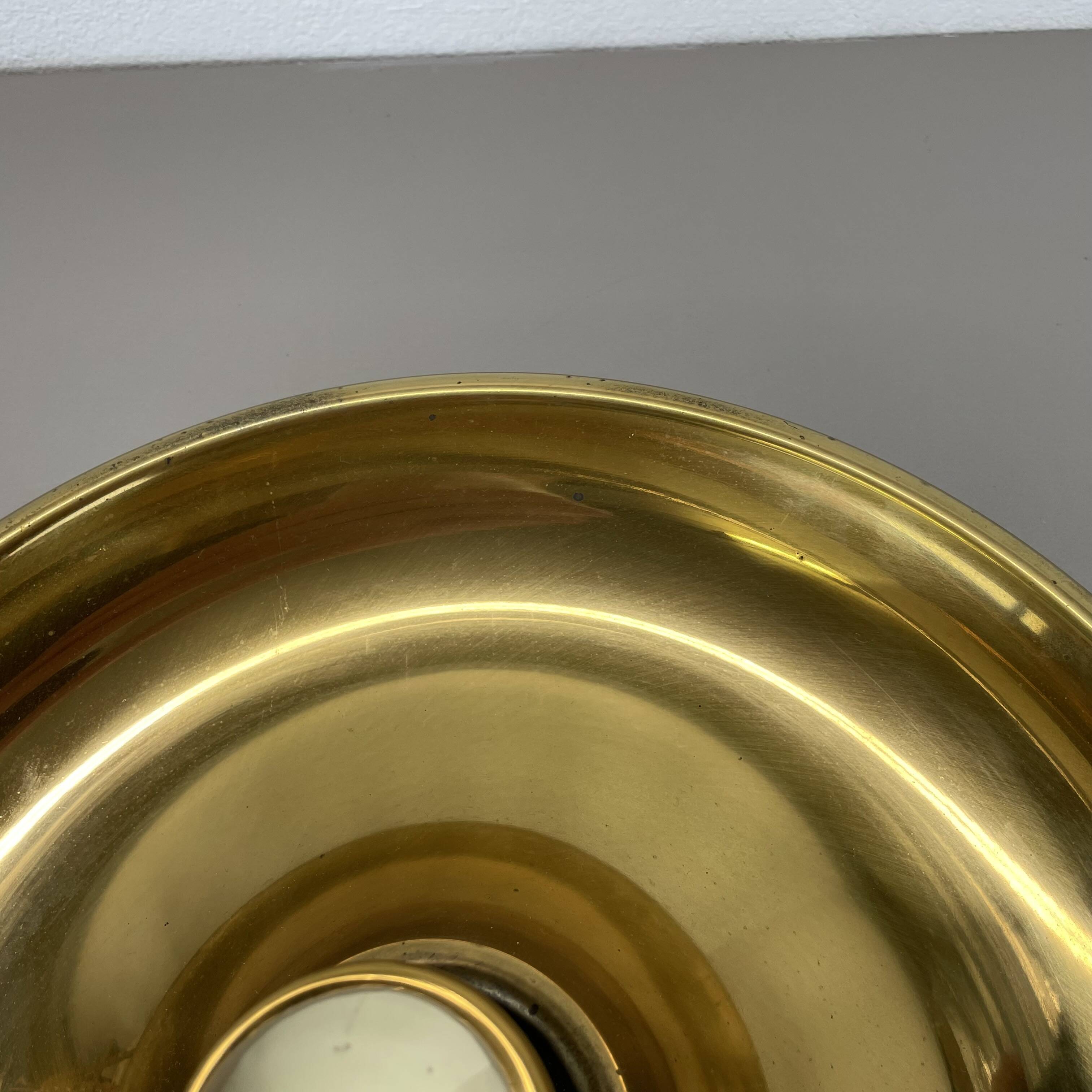 Large 39cm golden charlotte perriand style disc wall lights, germany 1960s