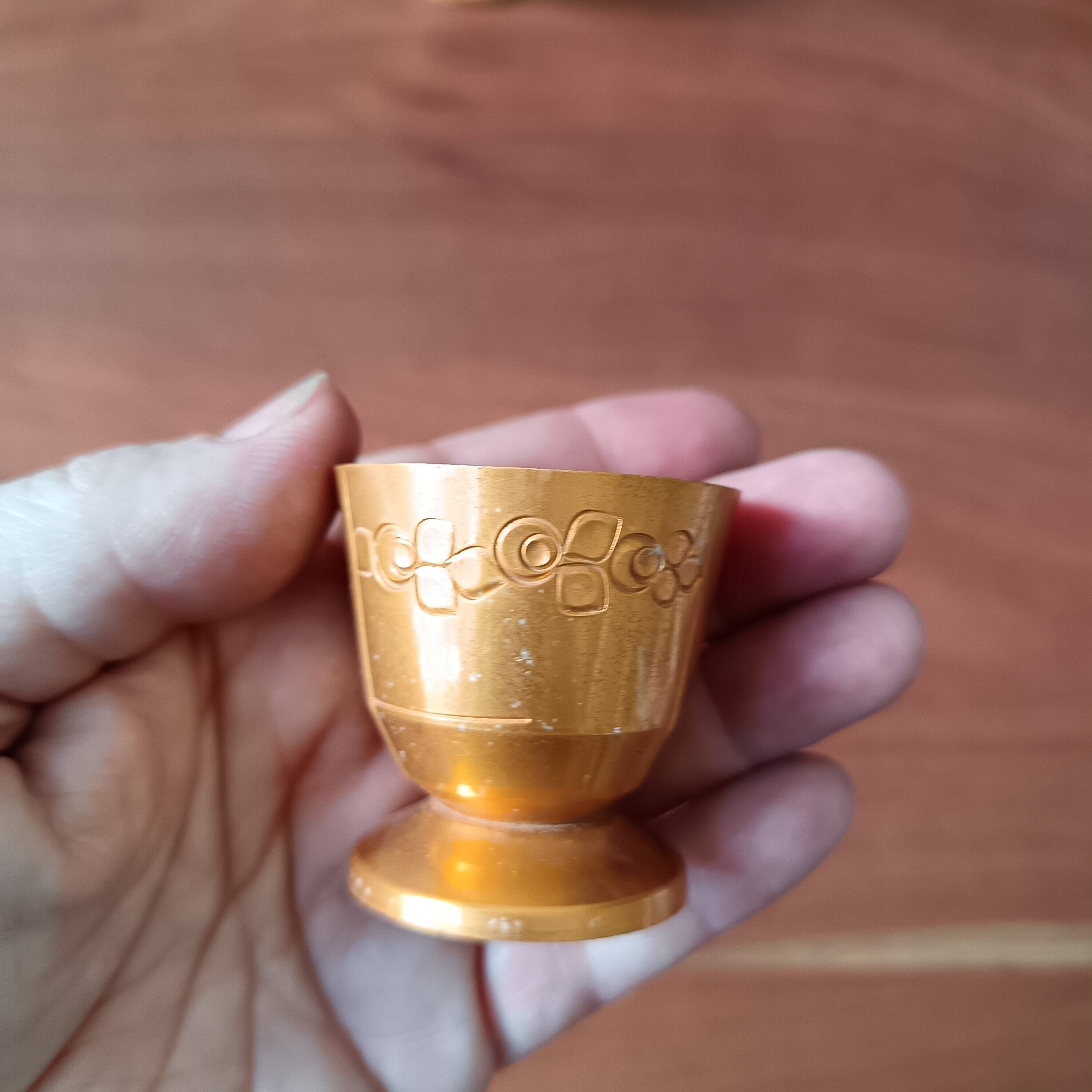 5 vintage egg cups aluminum art deco france