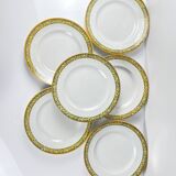 Set of 6 "Yvonne" iron earth plates, Orchies, early 20th century