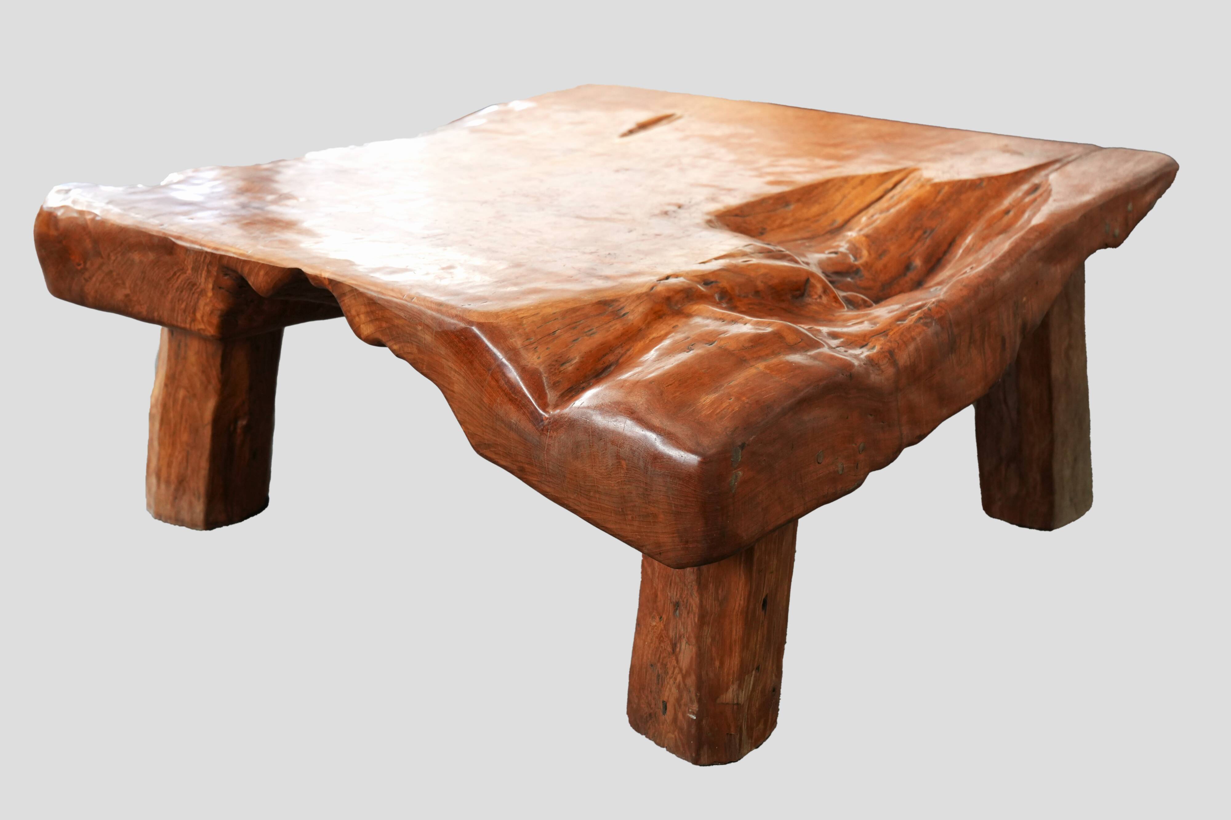 One-of-a-Kind Handcrafted Solid Oak Table – Organic Shape & Warm Patina