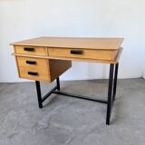 Modernist 50s oak metal desk