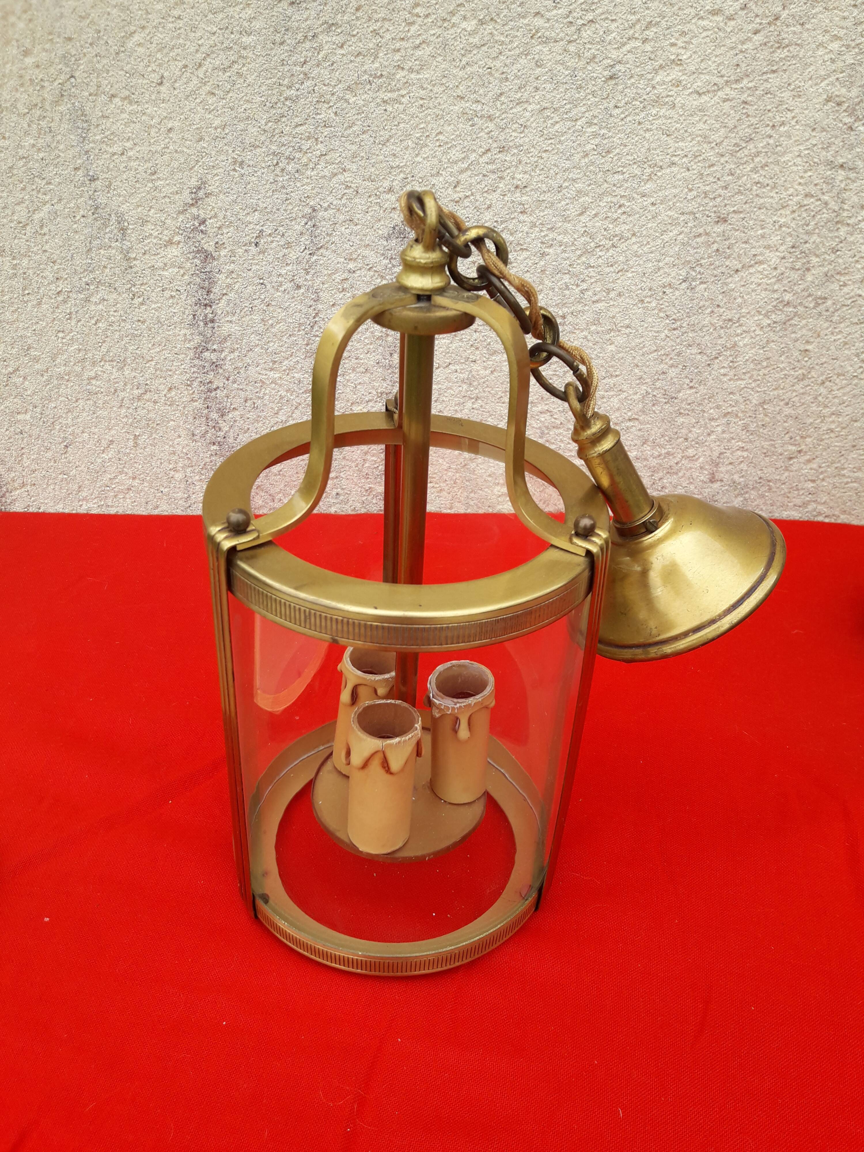Vestibule lantern 3 lights in gilded bronze n°2