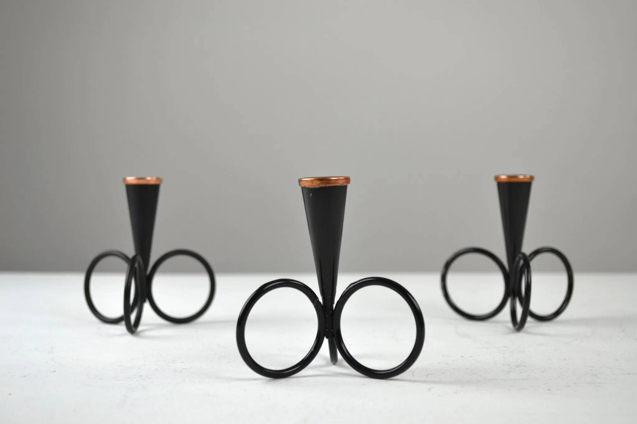 Group of 18 Small Candle Sticks by Gunnar Ander for Ystad-Metall, Sweden, 1950s/1960s
