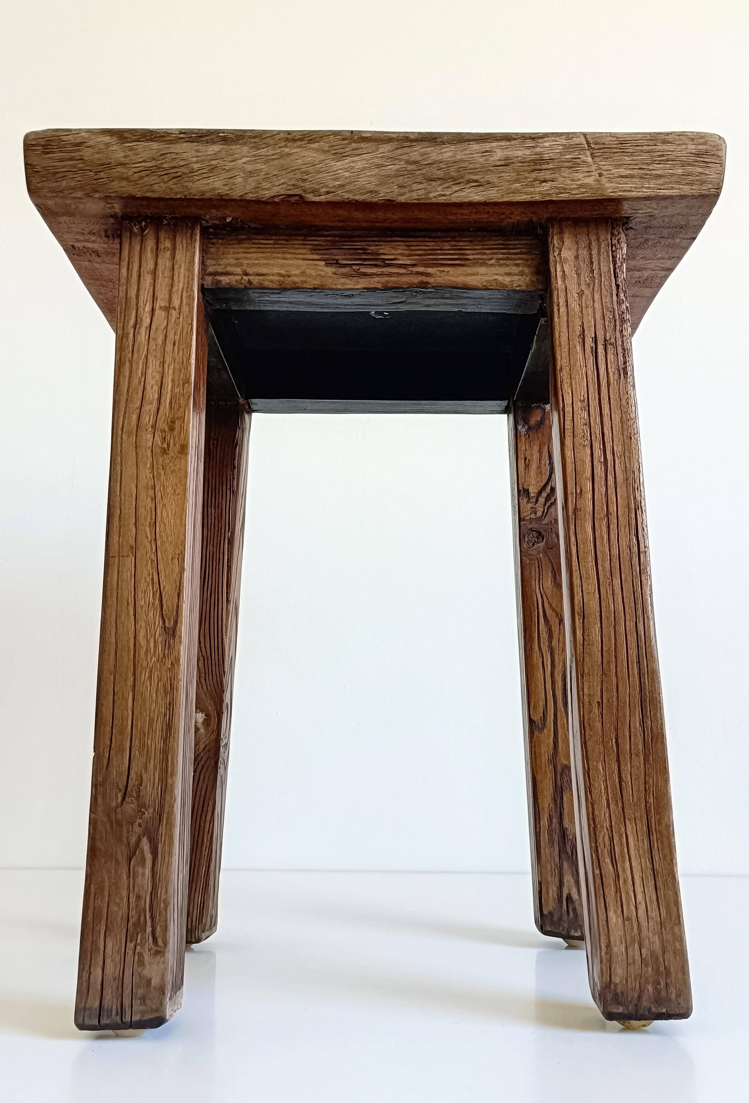 Spanish Baroque Oak Side Table or Stool, Wabi-Sabi Style, 18th C.
