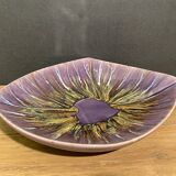 Large stylized vintage dish, Vallauris earthenware cut signed