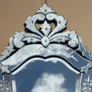 Antique Venetian Heart-Shaped Wall Mirror in Printed Glass, Italy, 1910s