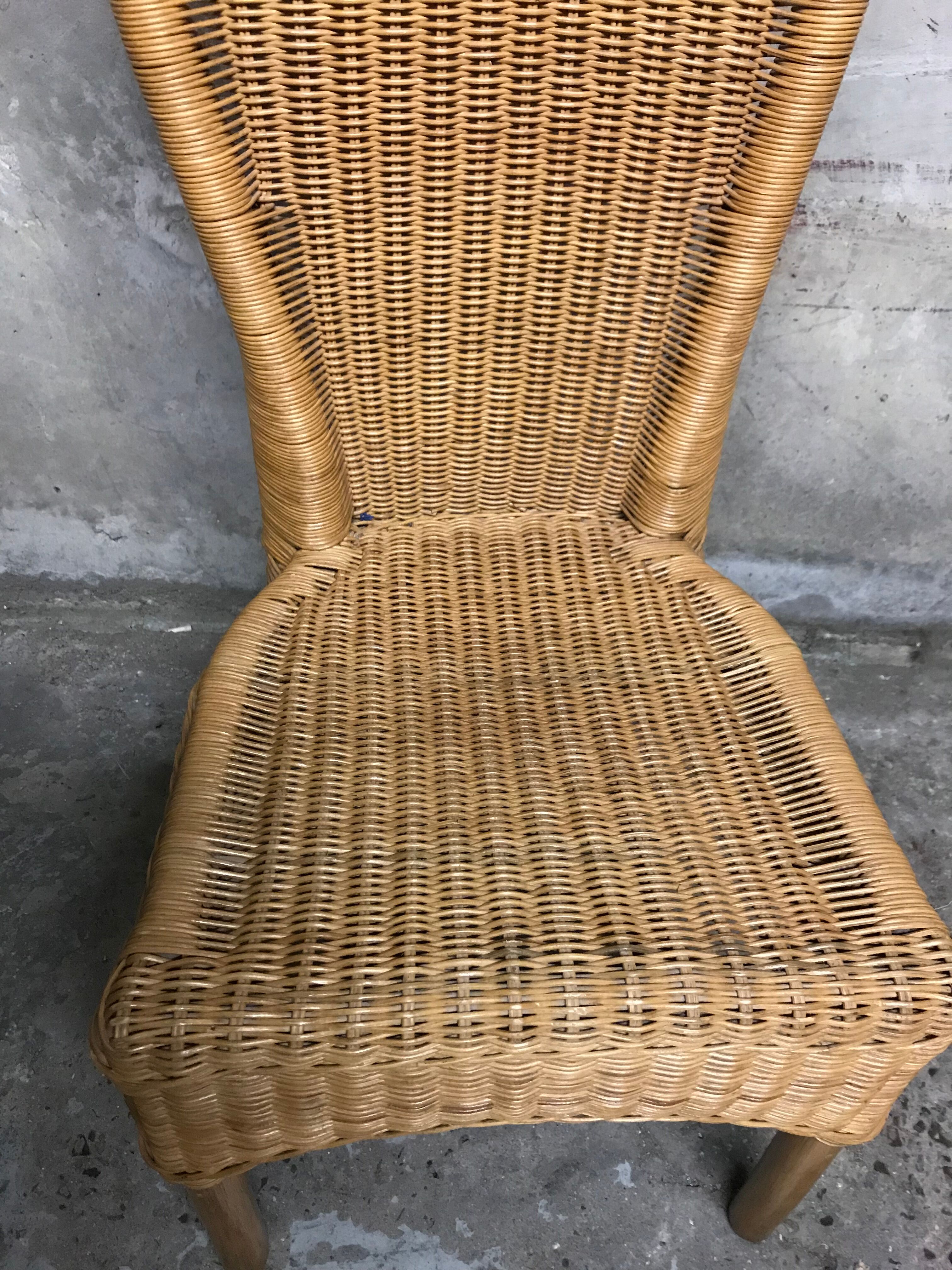 Set of 4 chairs rattan and wicker signed HH