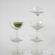 Magnificent set of 5 blown glass champagne glasses, early 20th century