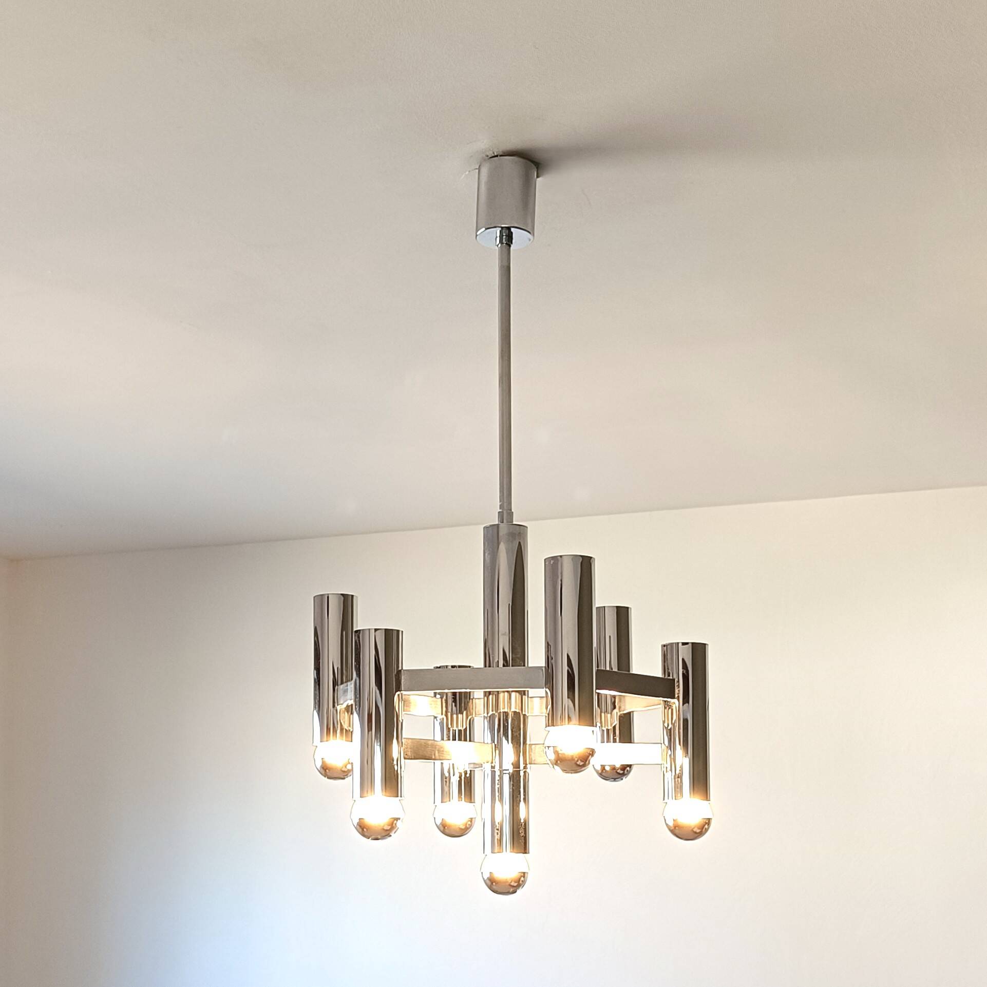 Vintage chandelier in chrome with 7 lightpoints by Sciolari