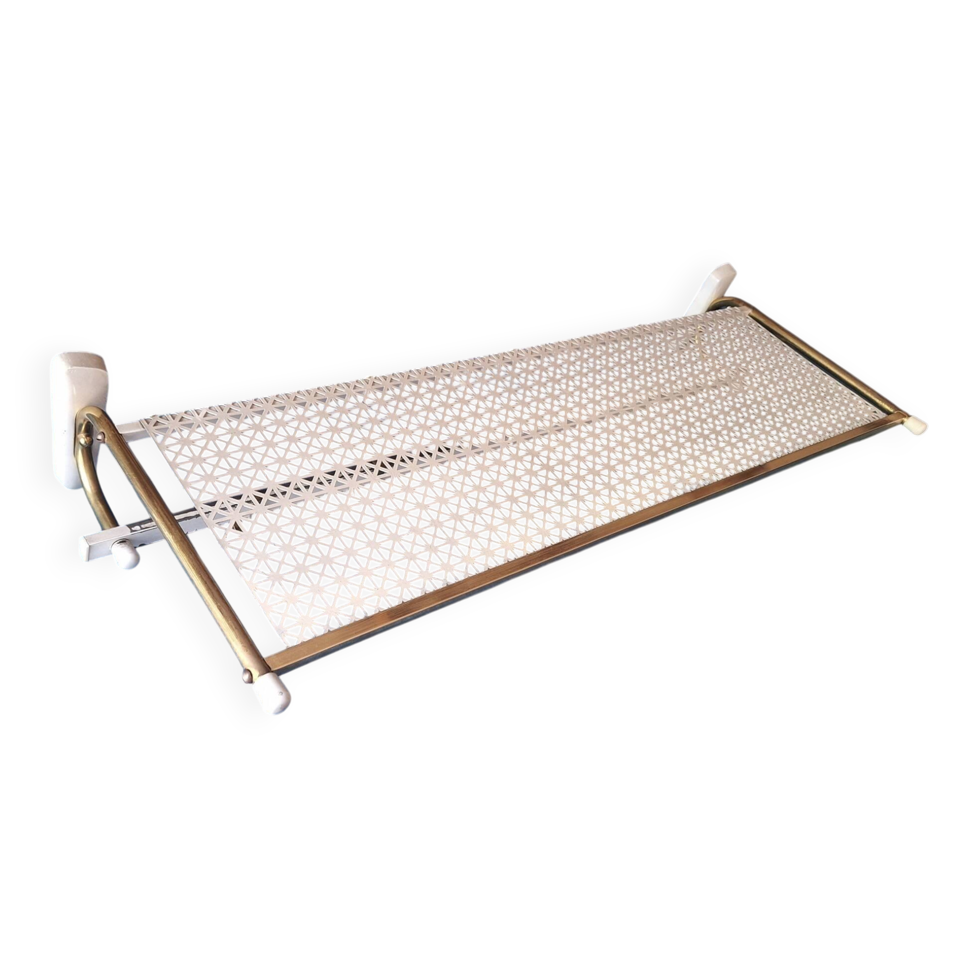 Brass and perforated metal coat and hat rack, 1960s