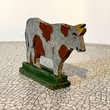 Wooden figurine, farm animals, cow; antique toy