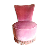 Low chair in fringed velvet rose