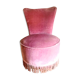 Low chair in fringed velvet rose