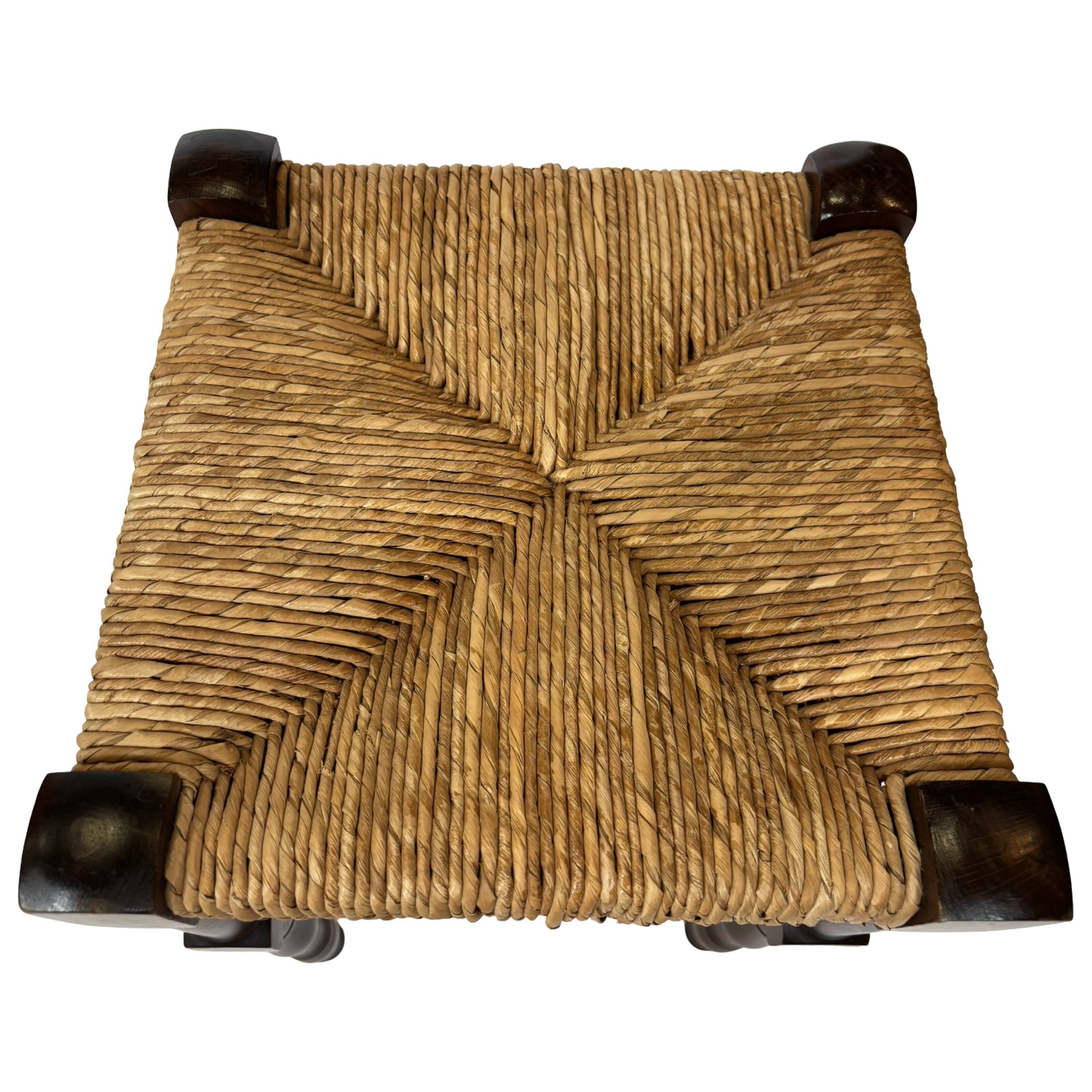 Tabouret vintage table d'appoint design brutaliste années 60 chêne foncé