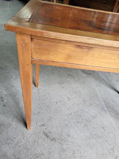 Bureau plateau cuir avec 2 tiroirs en merisier