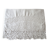 Antique linen sheet embroidery richelieu