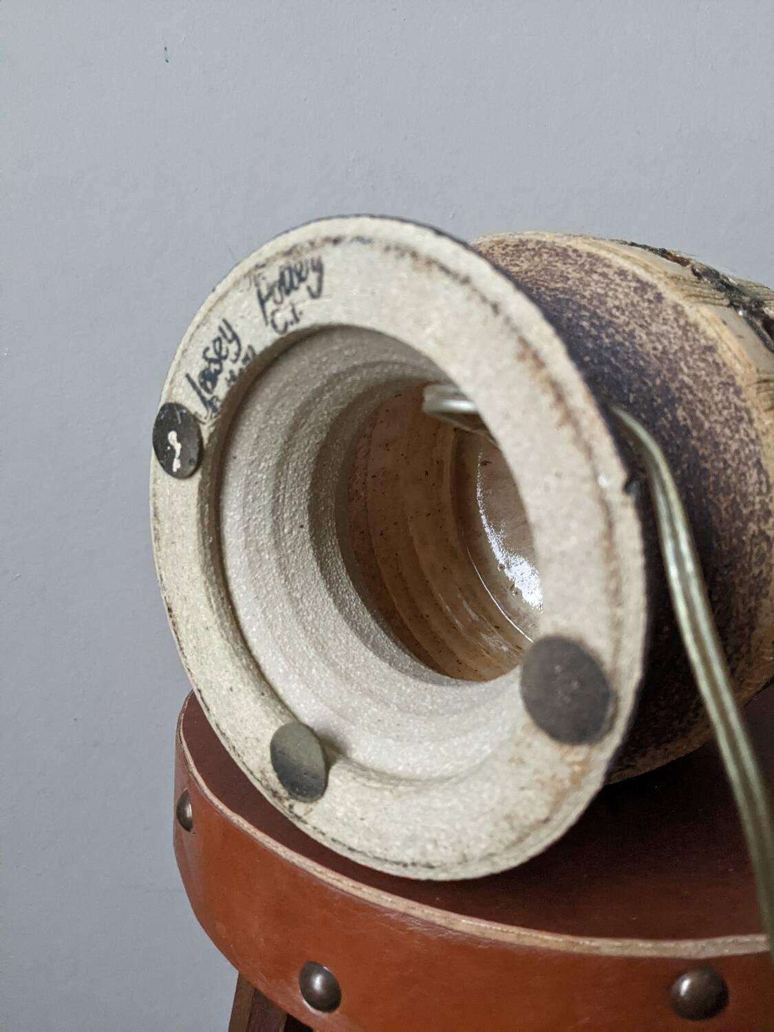 Lamp base in stoneware, handcrafted, bohemian Scandinavian style.