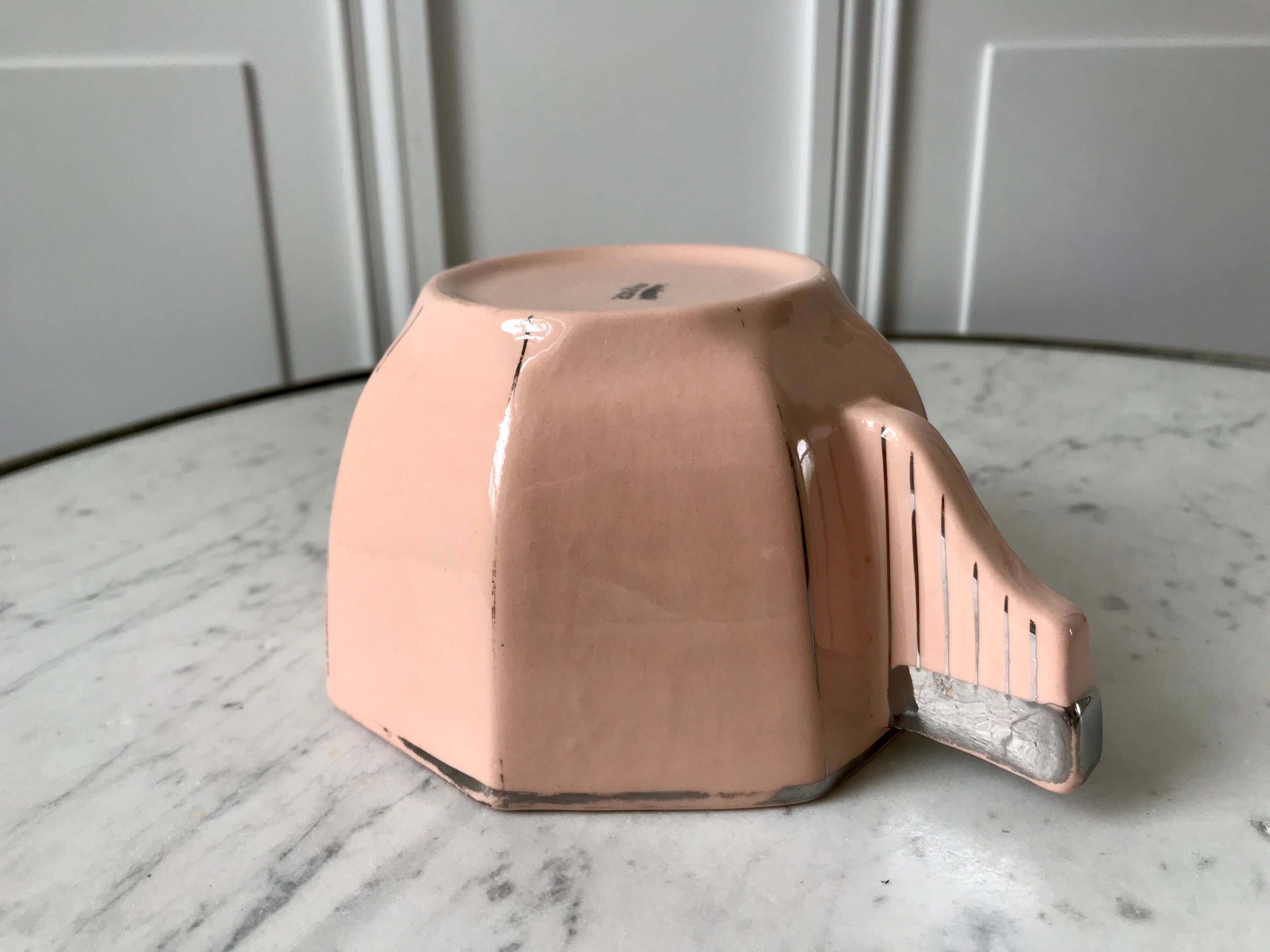 Art Deco cup powder pink Longwy 50s