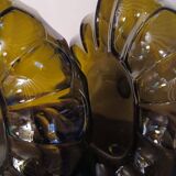 Set of 2 smoked cognac bottle soliflores