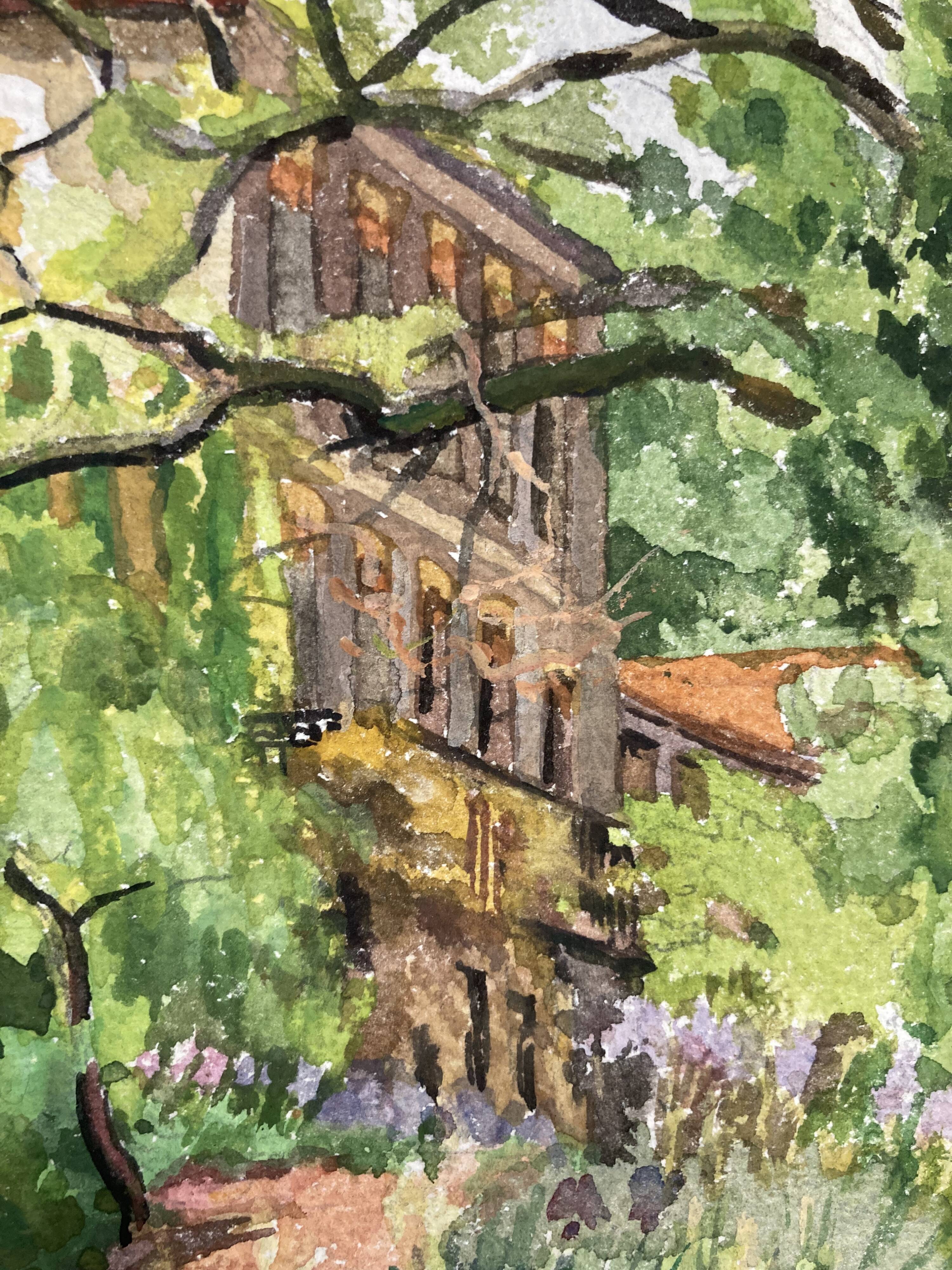Aquarelle Maison aux Iris