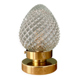 Vintage globe table lamp in diamond-point glass
