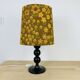 Black turned wood lamp seventies flower lampshade