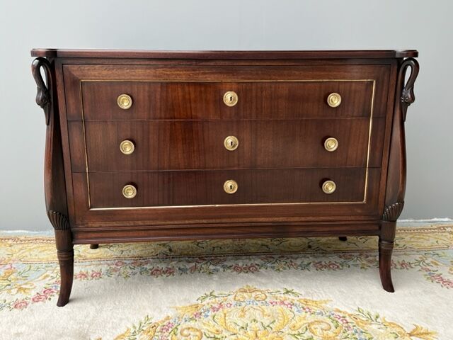 Empire style chest of drawers with gooseneck