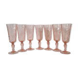 Set of 7 vintage rosaline champagne flutes