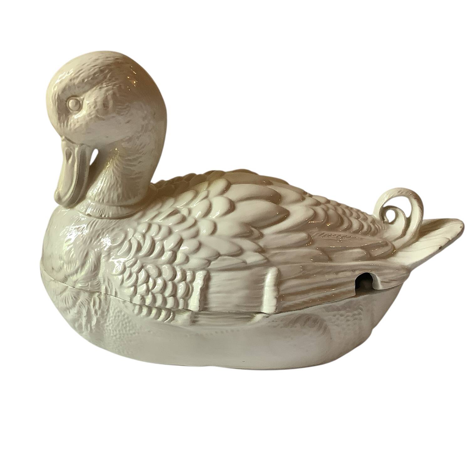 Large duck soup tureen in Italian slip