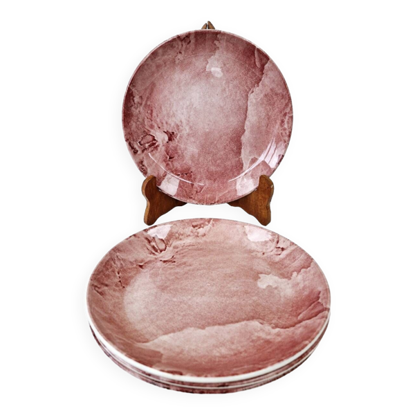 4 assiettes creuses rose tie and dye Royal Tudor potteries Staffordshire England