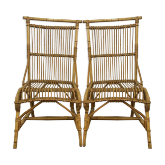 Pair of chairs in rattan 60s Italy