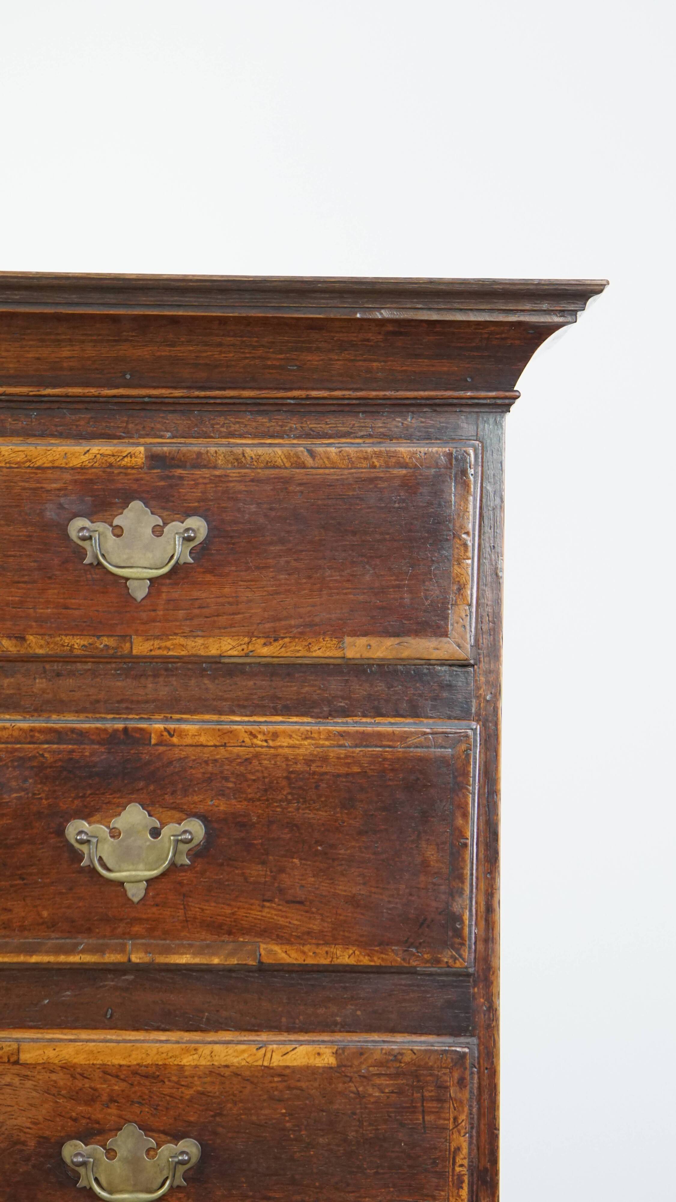 Early 18th century English oak chest on stand/ highboy