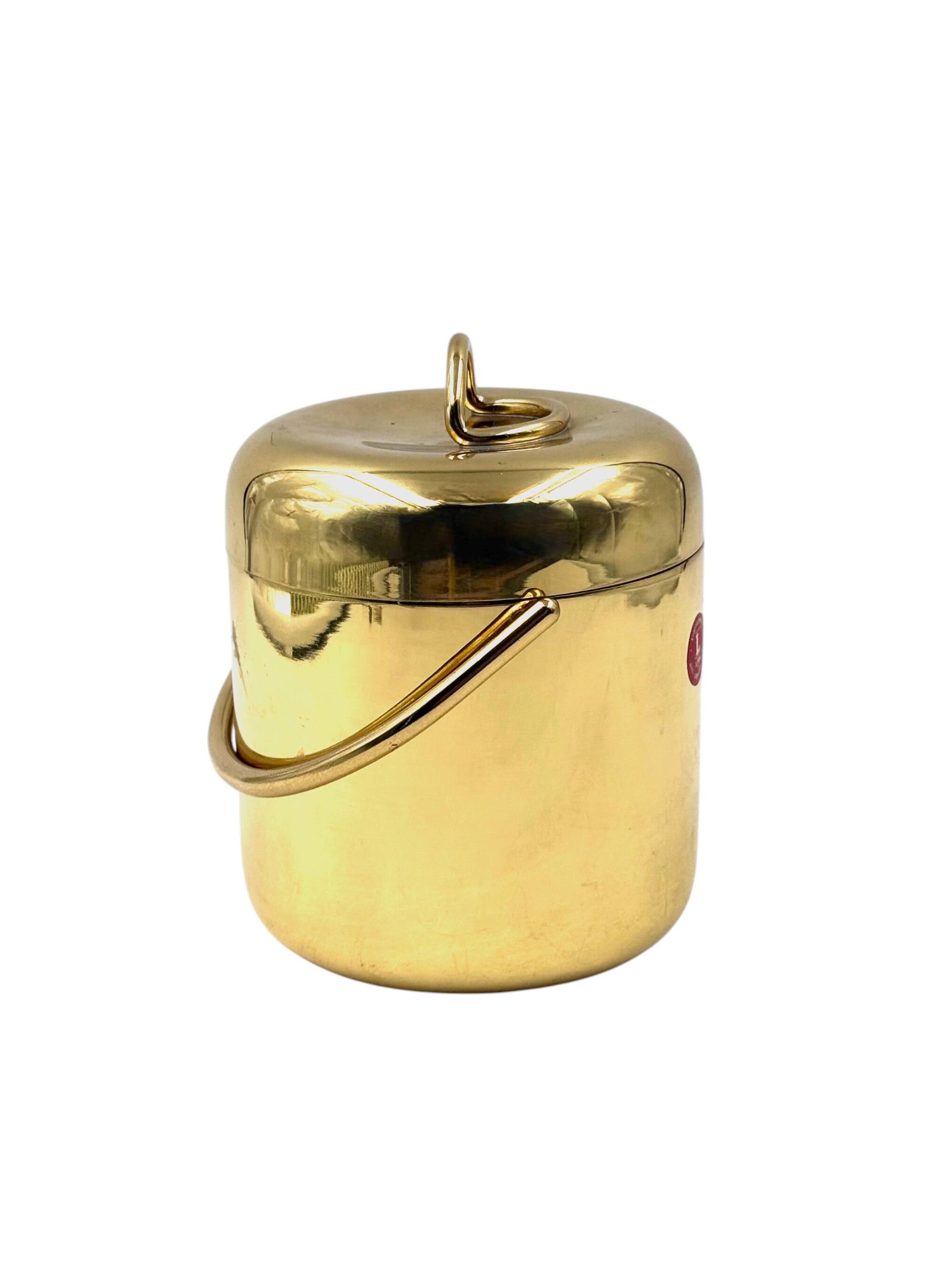 Hollywood regency gold Ice Bucket, Lira Italy ca. 1980s