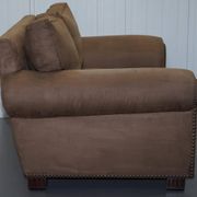 Ralph Lauren Jamaica velvet sofa pair with feather cushions.