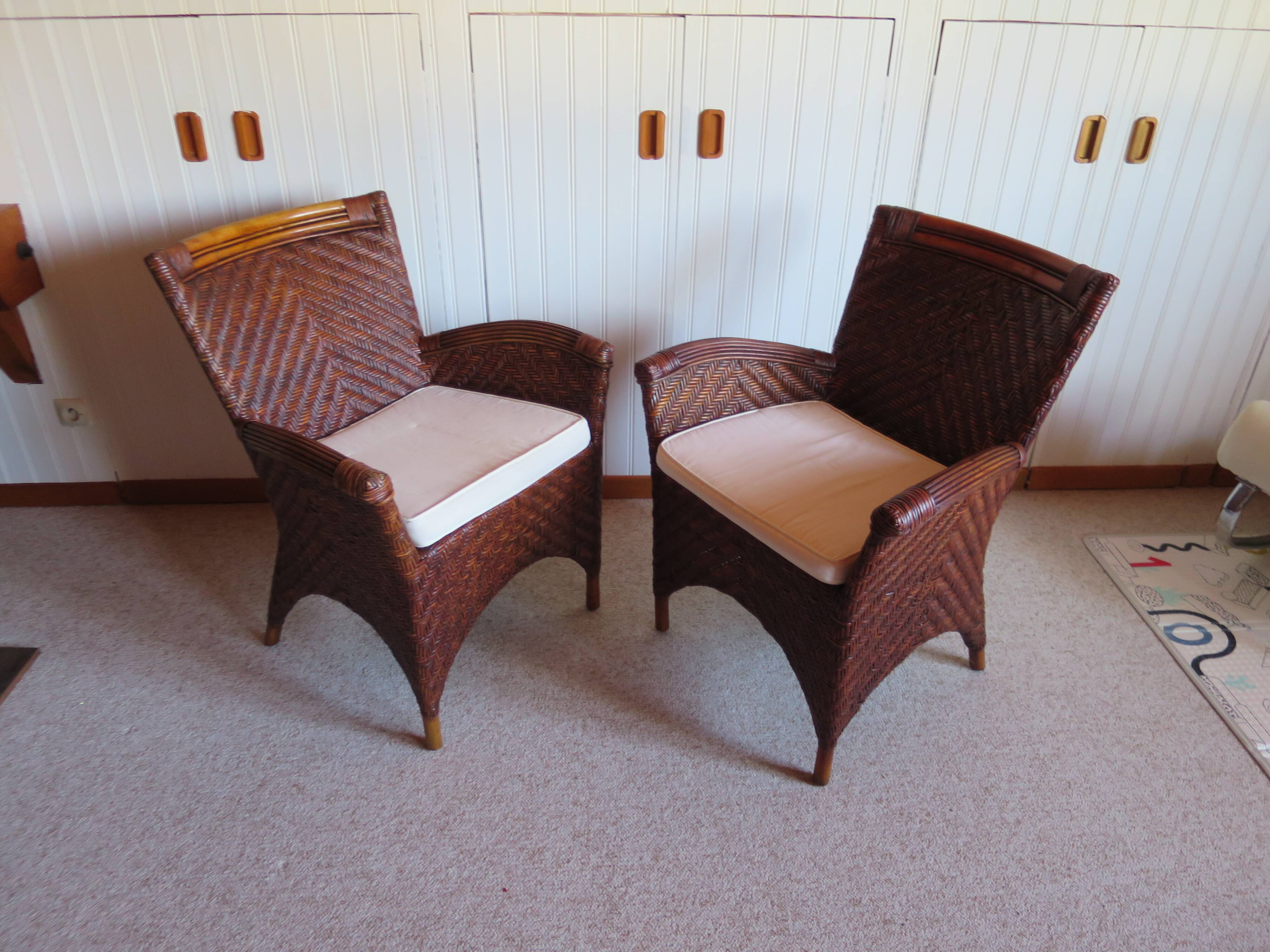 Woven rattan armchair, 1980s