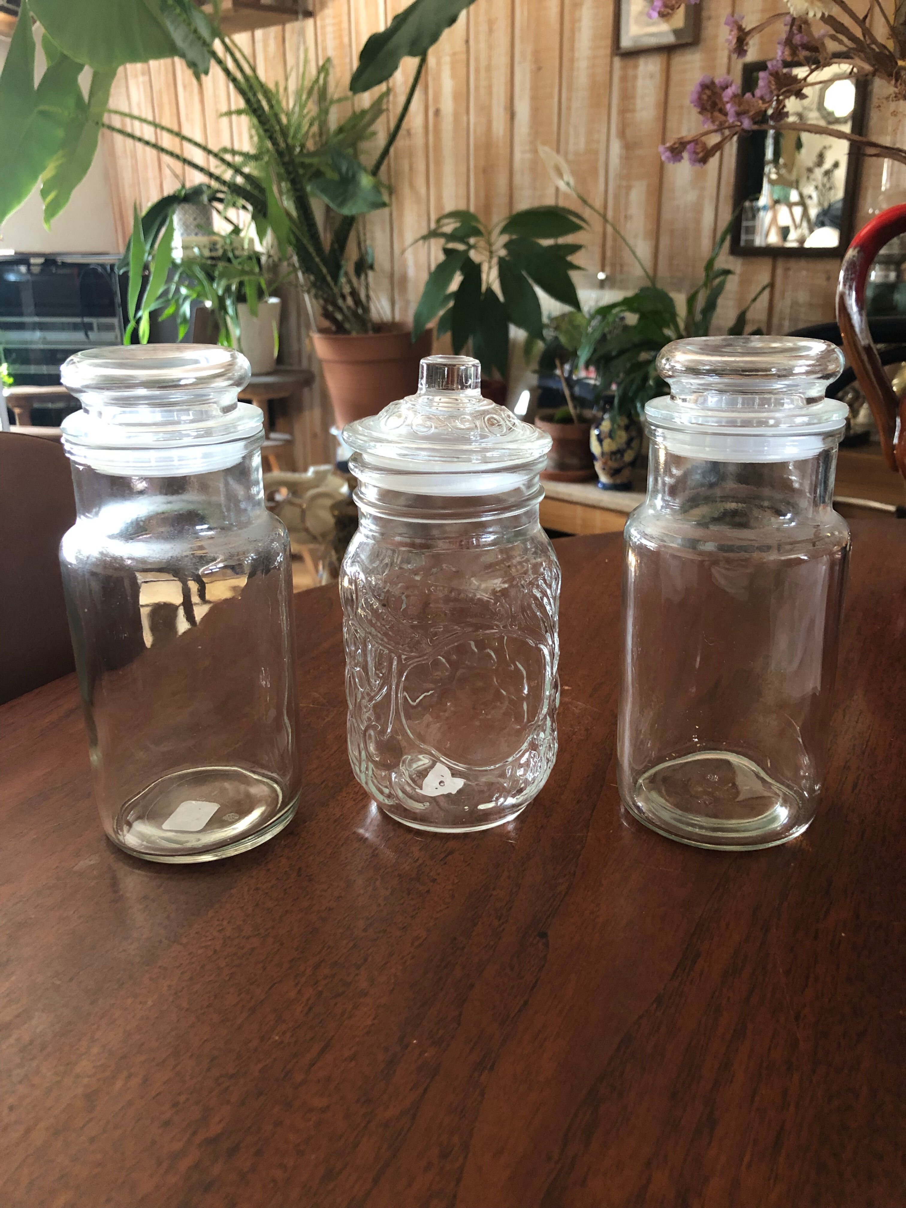 Set of three glass jars