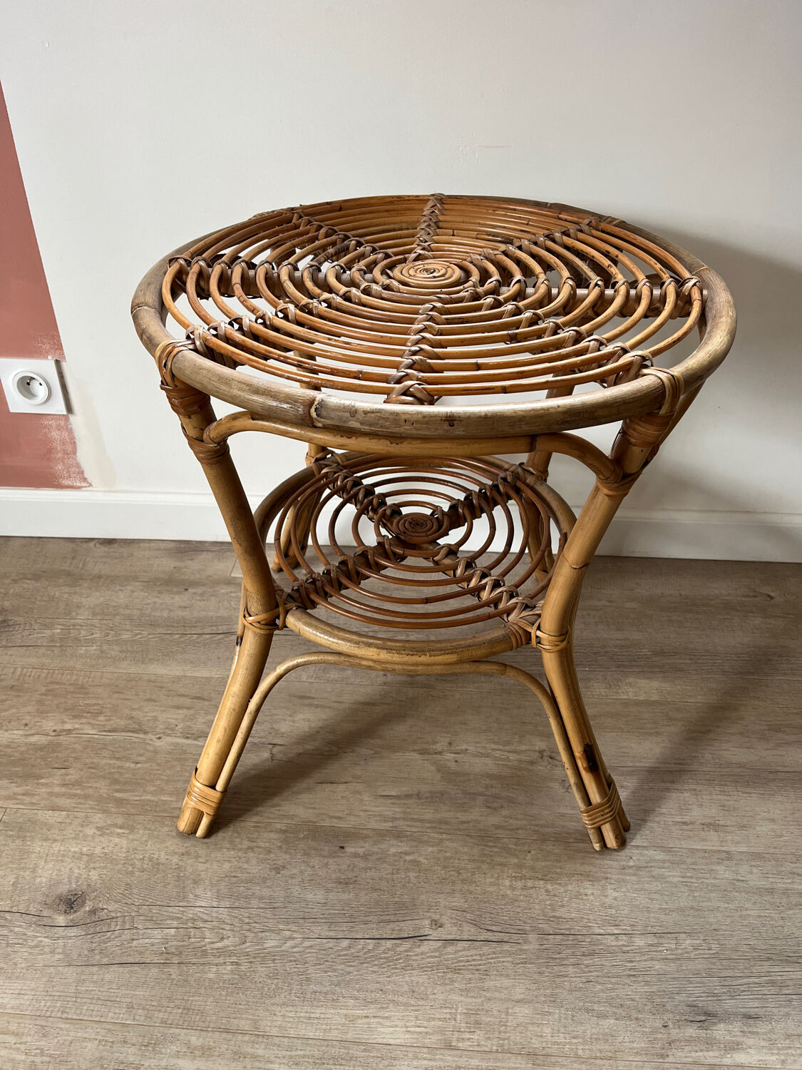 Rattan side table