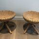 Pair of rattan stools. french work. around 1970