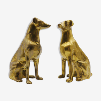 Bronze greyhound greenhouse pair