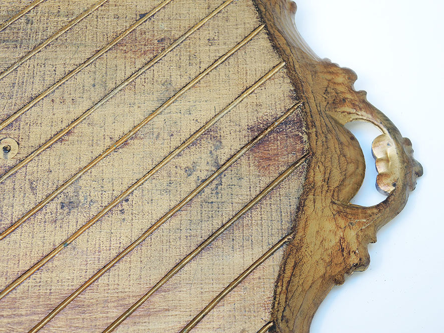 Old carved & patinated wooden top baroque style