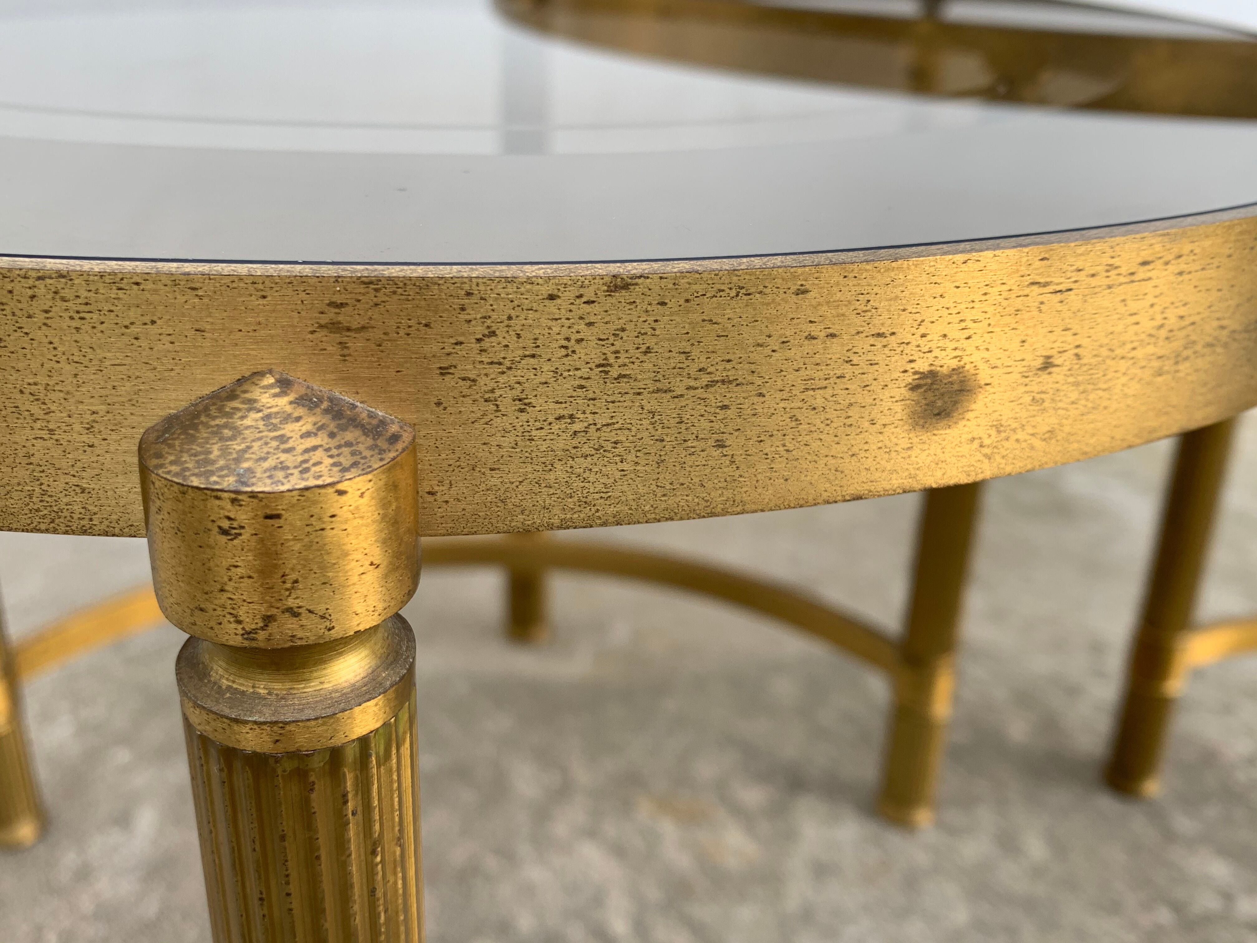 Three round brass tables 1970